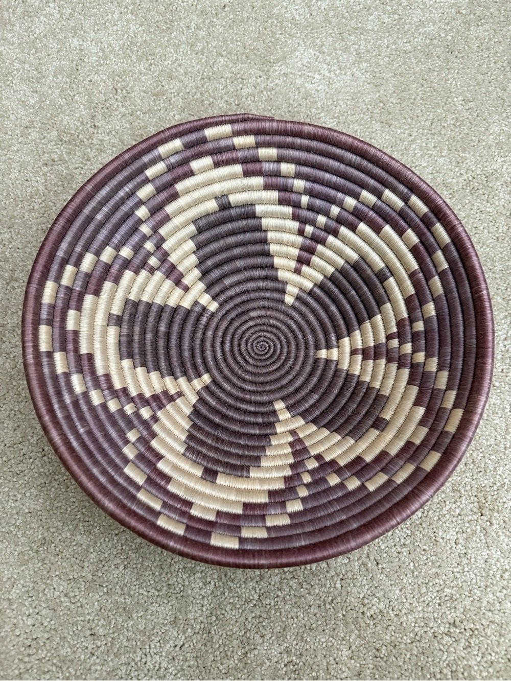 Boho Handwoven Coil Basket vintage purple